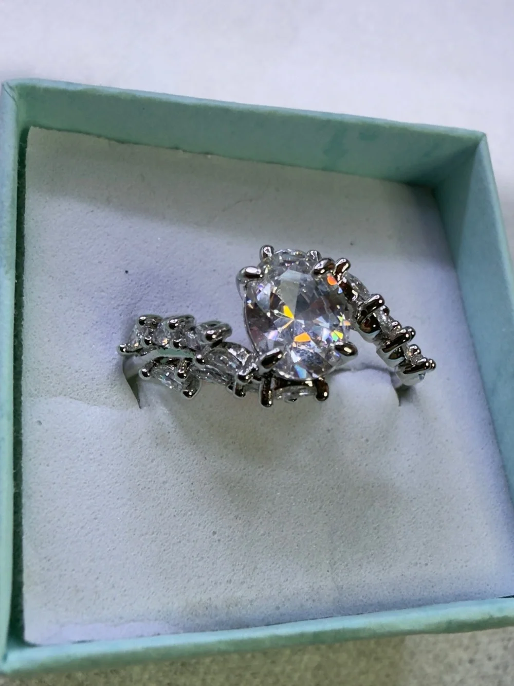 Oval CZ Stone Silver 925 stamp Halo Ring